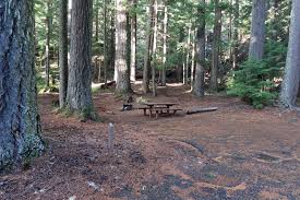 The campground is a rustic site situated on a 24 acre lake, and offers most campers a view of the water. Adams Fork Campground Gifford Pinchot National Forest Washington