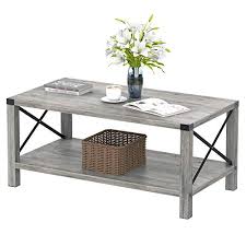Small rustic elm coffee table. Buy Idealhouse Rustic Coffee Table Farmhouse Accent Cocktail Table Storage Shelf Industrial Wood Look Tea Table Sofa Center Table For Living Room Tv Stand Side End Table With X Metal Frame Online In Taiwan