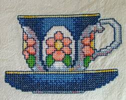Teacup counted cross stitch pattern. Advanced Embroidery Designs Teacup Set