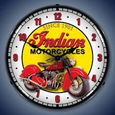 The web site of neon clocks. Indian Motorcycle Lighted Retro Clock Wall Clock Light Motorcycle Lights Retro Clock