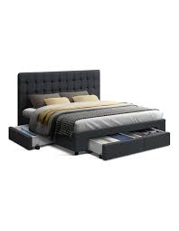 What size is a king bed headboard? Artiss Queen Size Fabric Bed Frame Headboard With Drawers Charcoal Myer
