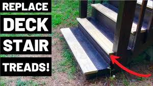 This large deck connects an outdoor kitchen, dining area, and gazebo. Deck Stair Tread Installation How To Replace Deck Stair Treads Youtube