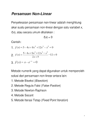 Check spelling or type a new query. Persamaan Non Linier
