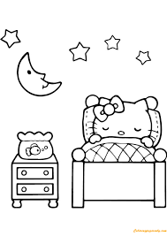Hello kitty from hello kitty printable coloring pages online. Hello Kitty Is Sleeping Coloring Pages Cartoons Coloring Pages Coloring Pages For Kids And Adults
