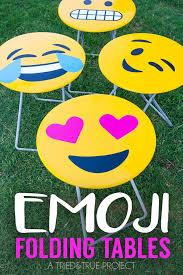 Emoji Folding Side Tables Diy Tried True Creative Emoji Diy Diy Side Table Crafts