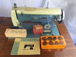 The machine itself is 16 1/2 long. Beautiful Vintage Sears Kenmore Zigzag Sewing Machine With Hideaway Cabinet Sewing Machine Kenmore Sewing