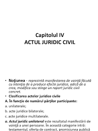 Prin act juridic civil se înţelege manifestarea de voinţă făcută cu intenţia de a produce efecte juridice adică de a naşte, modifica. Act Juridic Civil Notiune Si Clasificare Referat