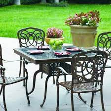 Darlee Florence 4 Person Cast Aluminum Patio Dining Set With Granite Top Table Mocha Ruby G Iron Patio Furniture Patio Dining Set Cast Iron Patio Furniture