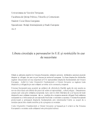 Libera circulatie a persoanelor, bunurilor, serviciilor si capitalurilor (nr. Libera Circulatie A Persoanelor Pe Teritoriul Ue Studocu