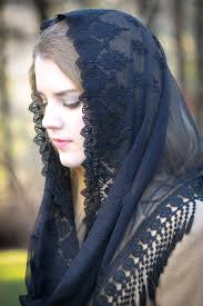 Evintage Veils~ French Lace Chapel Veil Mantilla Infinity Veil Latin Mass  in Black or Cream White