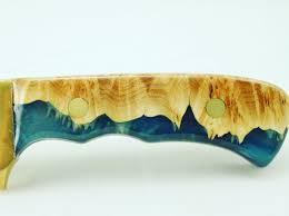 Maple Burl And Resin Knife Handle Knife Knives Wood Resin Usa Utah Handmade Handcrafted Survival Dapper Handcrafted Knife Knife Handles Wood Knife