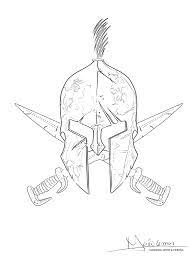 Stencil De Tatuagem Projeto Tattoo Capacete E Espadas Guerreiro Espartano Tattoo Stencils Tattoo Stencil Outline Art Tattoo