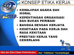 Etika kerja menjadi kunci atau panduan dalam penilaian profesionalisme kerja. Maksud Etika Kerja Islam