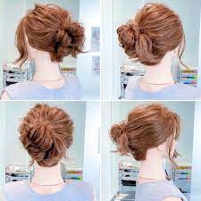 こんばんは 金髪美容師hiroです 今回のヘアアレンジは超簡単なのに可愛い 1分でイメチェン お家で最新ヘアアレンジをご紹介します 仕上がりはこんな感じです ヘアアレンジのやり方 1 まずはハーフでお団子を作ります 2 残りの髪を 最新ヘア 簡単 ヘア