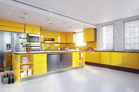 Jennifer sprague jan 12, 2021. Modern Yellow Color Kitchen Interior Stock Photo Picture And Royalty Free Image Image 109772363