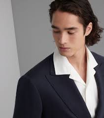 Woven Jacket Silk in Dark Blue