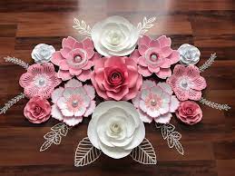 Lia griffith is the queen of paper flower design and here's a free paper flower tutorial for paperpapers that creates a jumbo peony flower backdrop that invokes feelings of spring. Beautiful Paper Flower Set In Pink White And Silver Paper Papercraft Paperart Flower Flowers Flower Handmade Flowers Paper Paper Flowers Flower Template