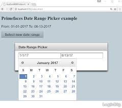 Primefaces Date Ranger Picker