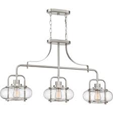 Quoizel Trilogy 3 Light Kitchen Island Light In Brushed Nickel