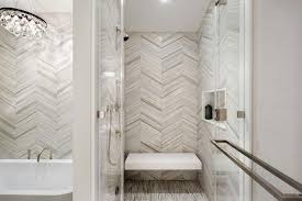 Join the decorpad community and share photos, create a virtual library of inspiration photos, bounce off design ideas with fellow. White And Gray Chevron Shower Tiles With Floating Shower Bench Contemporary Bathroo Interior Architecture Design Room Interior Design Contemporary Bathroom