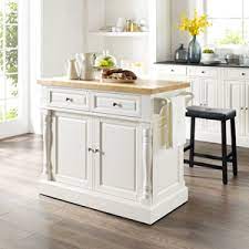Kitchen island cart w/ drop leaf in walnut ***new in box***. Amazon Com Crosley Furniture Kitchen Island With Butcher Block Top And 24 Inch Upholstered Square Seat Stools White Black Kitchen Islands Carts