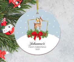 Reindeer Baby S First Christmas Personalized Ornament Ornamentallyyou