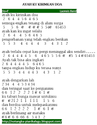 Not Angka Pianika Lagu Ayah Kukirimkan Doa - Laoneis | Pianika | Recorder | Keyboard | Suling | Chord Piano