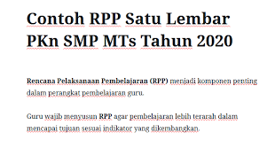 Check spelling or type a new query. Contoh Rpp Satu Lembar Pkn Smp Mts Tahun 2020 Mitra Kuliah