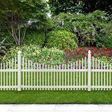 Veranda Chatham 4 Ft H X 8 Ft W White Vinyl Scalloped Top Spaced Picket Fence Panel Unassembled 128005 The Home Depot Picket Fence Panels Vinyl Fence Panels Garden Fence Panels