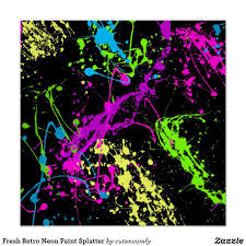 Fresh Retro Neon Paint Splatter Poster Zazzle Com In 2021 Neon Painting Neon Paint Color Paint Splatter Art
