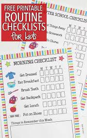 Kids Routine Checklists To Make School Days Easy School