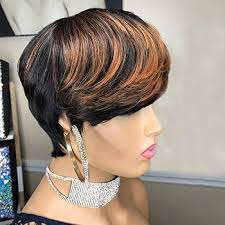 Amazon.com : PangDongLai Pixie Cut Wigs for Black Women Short Layered Pixie  Cut Human Hair Wigs With Bangs Black with Brown F1B/33 Color Glueless  Brazilian Virgin Straight Human Hair for Daily Use :