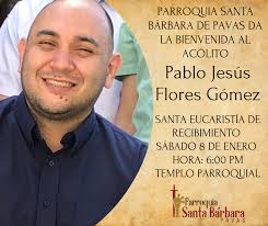 Hermanos con alegría recibimos al acólito Pablo Jesús Flores Gómez el cual  se incorpora al servicio de nuestra comunidad. Santa Eucaristía sábado 8 de  enero 6:00pm templo parroquial