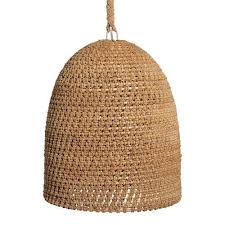 Palecek Green Oaks Coastal Beach Rope Rattan Woven Pendant Green Oaks Rope Pendant Light Dome Pendant Lighting