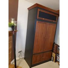 Ethan allen american impressions ebony and cherry obelisk bookcase/cabinet with six glass. Ethan Allen American Impressions Mission Style Entertainment Center Chairish