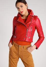 Oakwood Nahkatakki Red Zalando Fi Red Jacket Leather Real Leather Jacket Leather Jacket