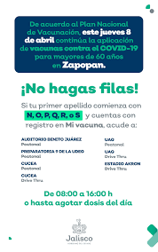 Vacunarse protege tu salud y la de los demás, porque evita o restringe la diseminación del virus vacunarse es un acto de solidaridad con los grupos de mayor riesgo: Secretaria De Salud Jalisco Atencion Zapopan Manana Jueves 8 De Abril Continuaremos Aplicando La Primera Dosis De La Vacuna Contra Covid19 A Personas Mayores De 60 Anos Residentes De