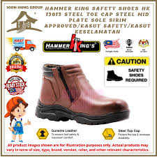 Hammer king's safety footwear make in malaysia the quality safety series never give safety a day off ● steel toe cap support ● steel mid sole ● reinforced stitching ● counter stiffener ● insole board ● padded collar for comfort ● head & oil resistant non slip rubber sole art. Hammer King Buy Hammer King At Best Price In Malaysia Www Lazada Com My
