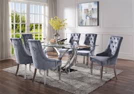Enjoy free shipping on most stuff, even big stuff. Finley 7 Piece Dining Room Set In Clear Glass Mirrored Silver Finish By Acme 68260