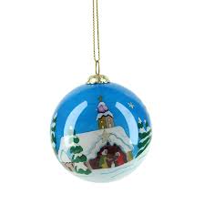 Christmas lights are strung about in festoons, as the tail of the star of bethlehem in belens, star shapes, christmas trees, angels, and in a large variety of other ways, going as far as draping the whole outside of the house in lights. Christmas Ornament Painted Glas Nativity Scene 11 45