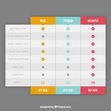 Pricing Tables Web Element Free Vector Diagram Design