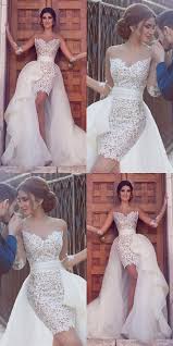 Sheath Sweetheart White Lace Short Evening Wedding Dress With Detachable T Evening Dresses For Weddings Courthouse Wedding Dress Short Tea Length Wedding Dress