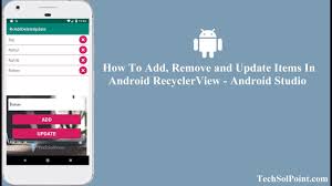 In this video, you will learn how to integrate update alert dialog in android studio. Add Remove And Update Recyclerview Items In Android Studio Techsolpoint