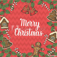 It is traditionally white with red stripes and flavored with peppermint. Christmas Poster With Hand Drawn Gingerbread Candy Holly On Red And Hand Made Lettering Merry Christmas Winter Season Saying Vintage Greeting Card Sketch Banner Flyer Brochure Advertising Buy This Stock Vector