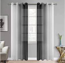 Bgment Ombre Sheer Curtains Faux Linen Grommet Light Filtering Semi Sheer Gradient Win White Curtains Living Room Black And White Curtains Living Room Curtains