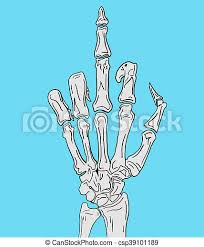 Hand drawn human hand with bones isolated on white background. Skeleton Middle Finger Wallpaper Canstock