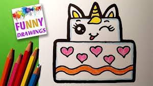 This lovely cake is inspired by rosanna pansino's unicorn. How To Draw A Cute Unicorn Cake Super Easy Youtube