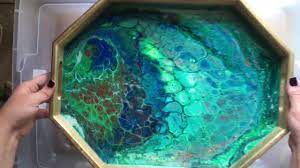 Make a dirty pour painting on a serving tray! Pouring Resin Over My Serving Tray Pour Youtube