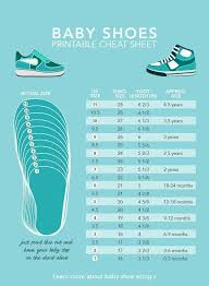 helpful cheat sheet for shoe size per age for infant and