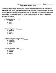 This Activity Is For 1st Grade Science When Learning About Objects In The Day And Night Sky In South Caro This Or That Questions Night Skies 1st Grade Science